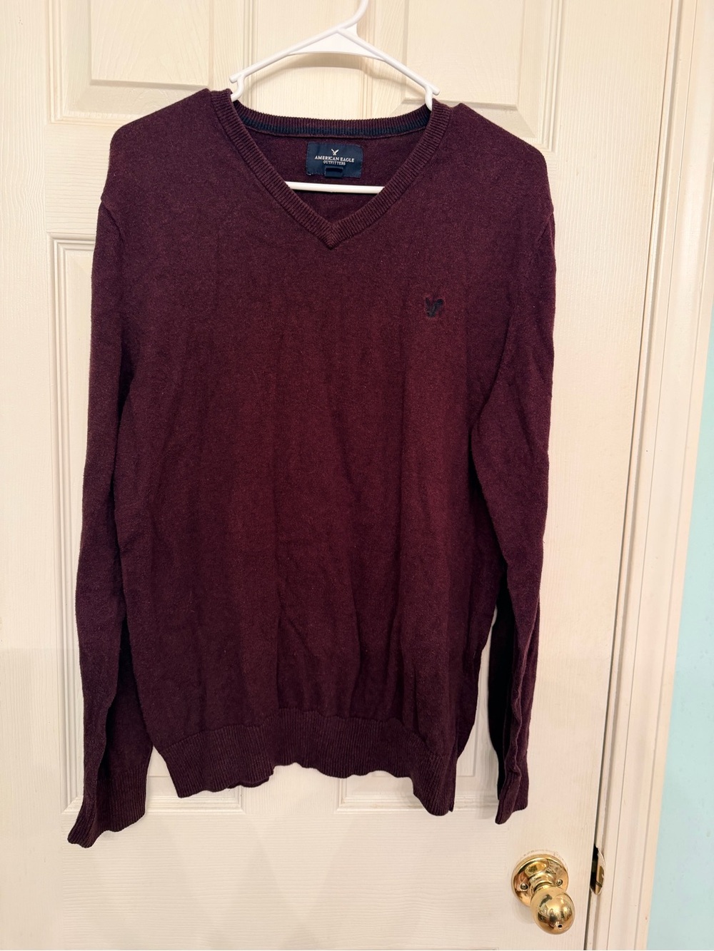 American Eagle Outfitters Men's V-Neck Sweater — Deep Burgundy